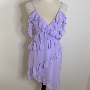 Tobi Lilac Asymmetrical Ruffle Dress